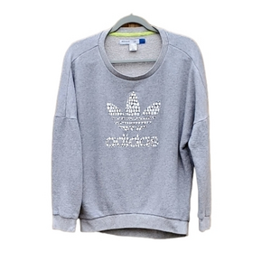 Adidas Gray‎ Logo Casual Long Sleeve Sweatshirt Top Women Small